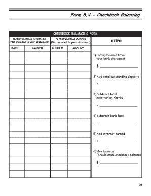 balancing a checkbook worksheet