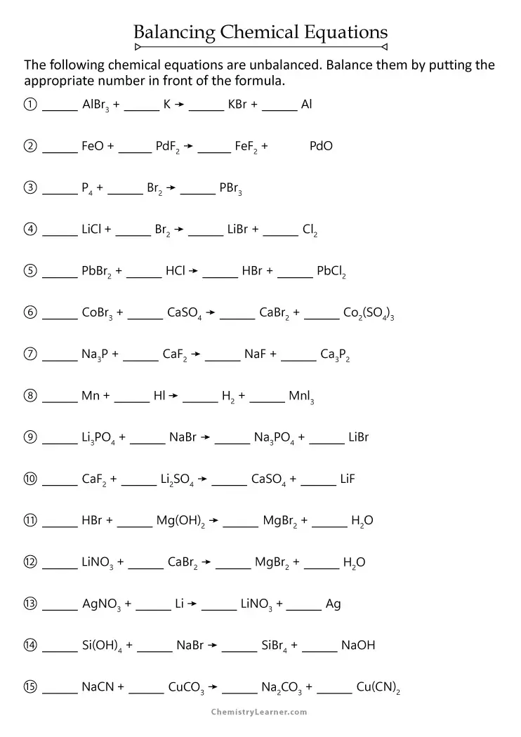 balancing chemical equations worksheet 2 answer key