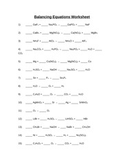 balancing chemical equations worksheet 2 answers