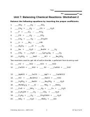 U7 WS 2 Balancing Chemical Reactions.doc - Name Date Pd Unit 7 ...