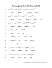balancing chemical equations worksheet 2