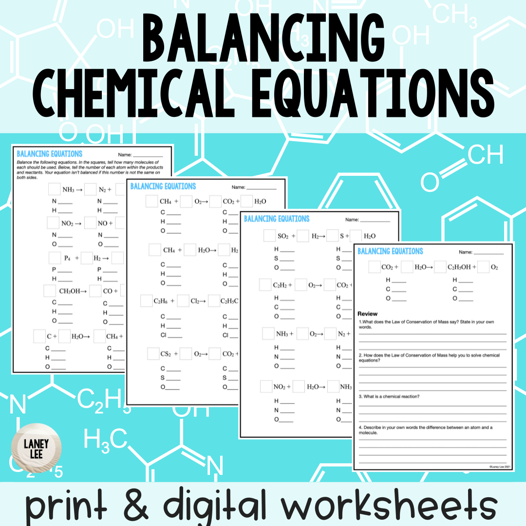 Balancing Chemical Equations Worksheet - Laney Lee