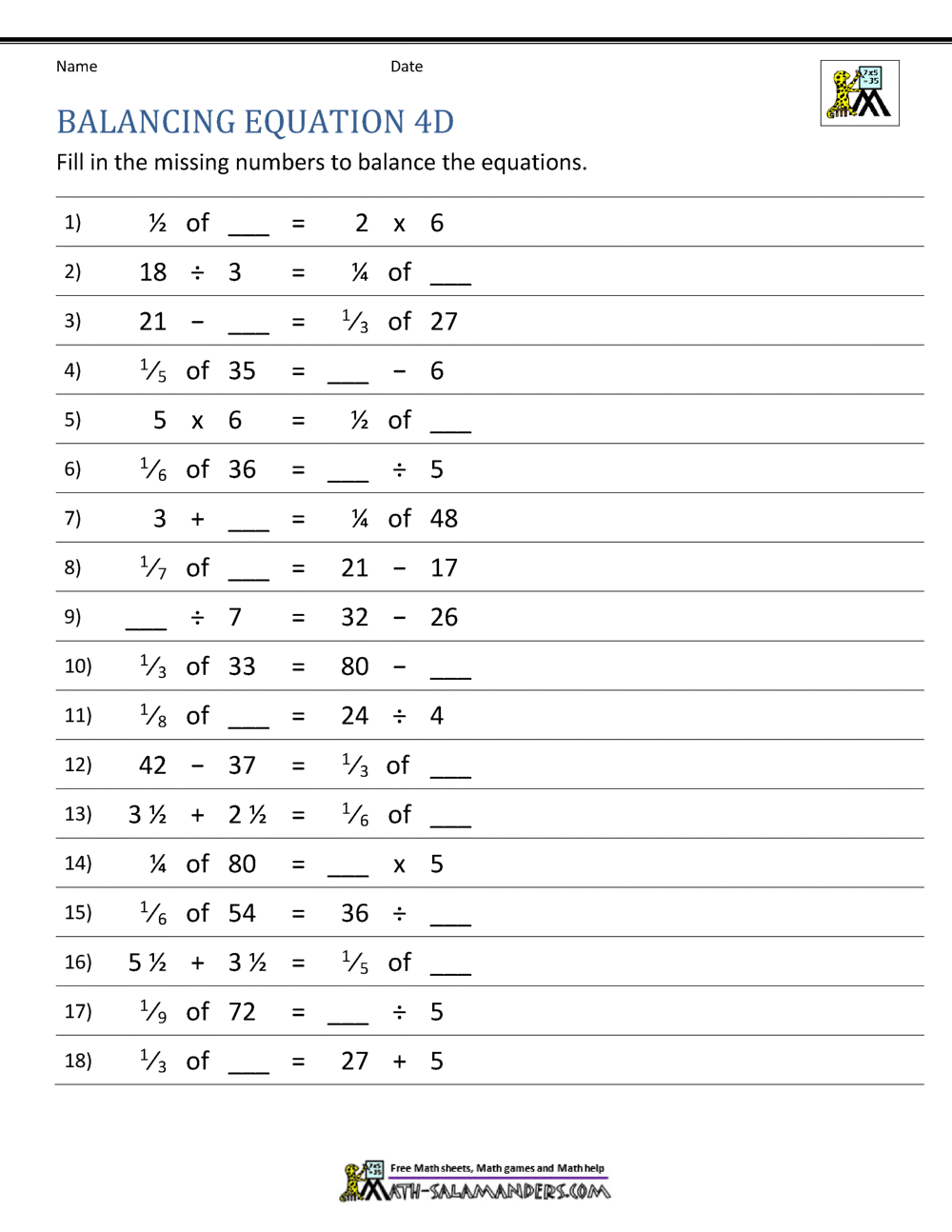 Balancing Math Equations