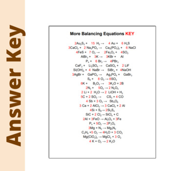 balancing equations practice worksheet answers