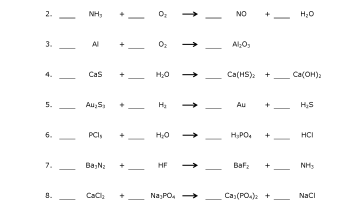 Balancing Chemical Equations Worksheet