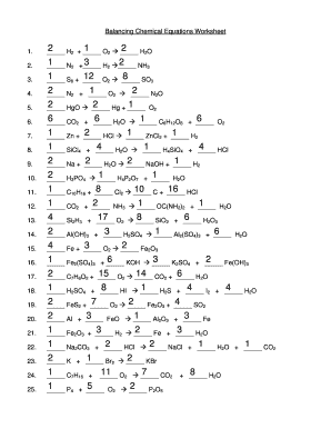 Balancing Chemical Equations Worksheet - Fill and Sign Printable ...