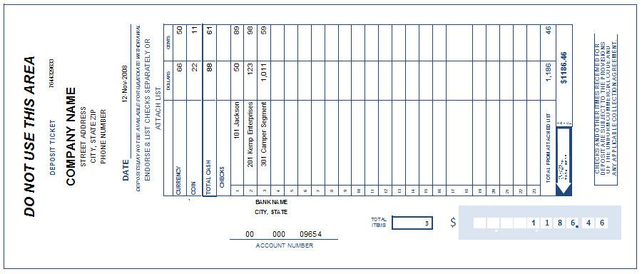 Bank Deposit Slip Template | Print Bank Deposit Slip