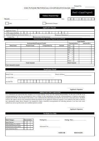 26+ SAMPLE Bank Deposit Slip Templates in PDF | MS Word | Google Docs