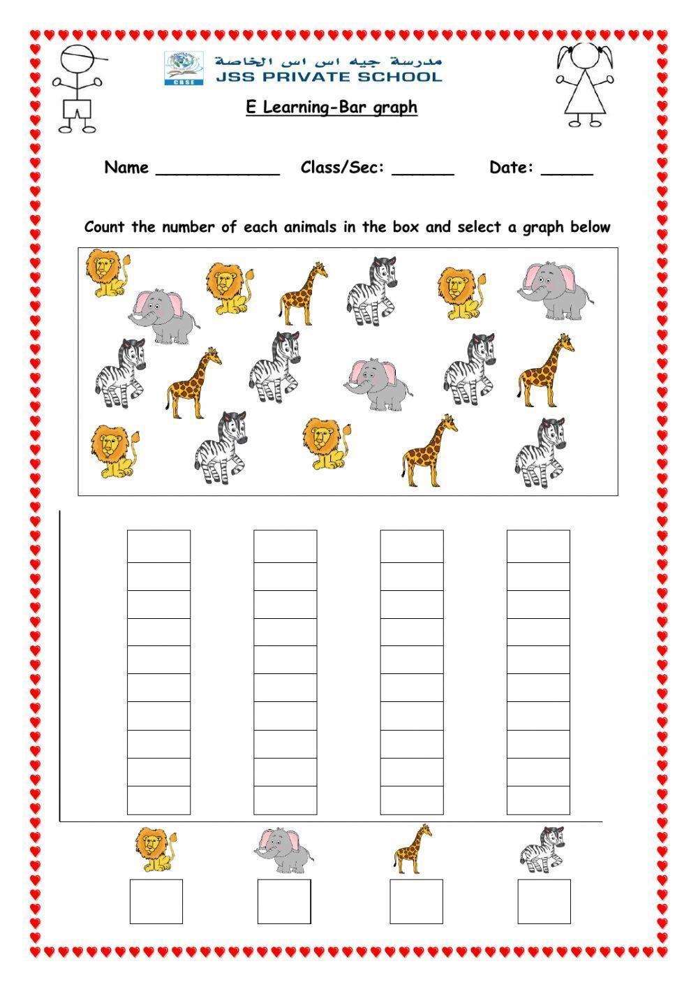 Free bar graph worksheet for kindergarten, Download Free bar graph
