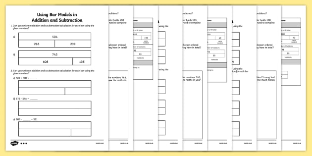 Bar Modelling Worksheet Pack - Primary Resource - Twinkl