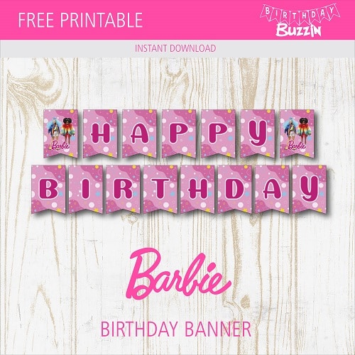 Free Printable Black Barbie Birthday Banner | Birthday Buzzin