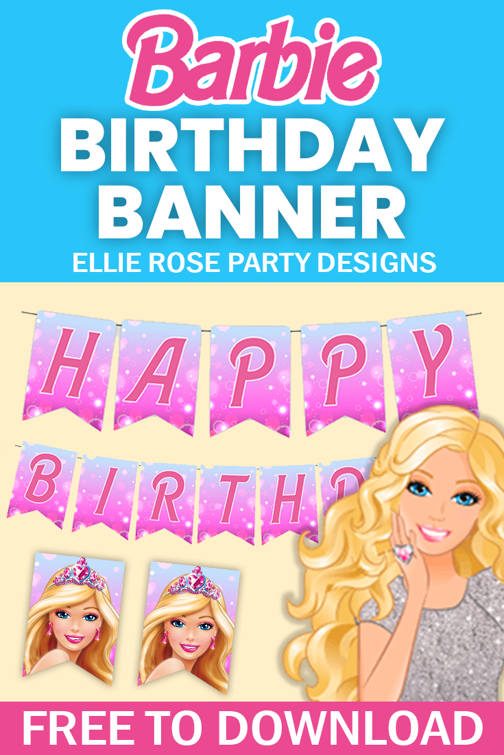 barbie happy birthday banner printable
