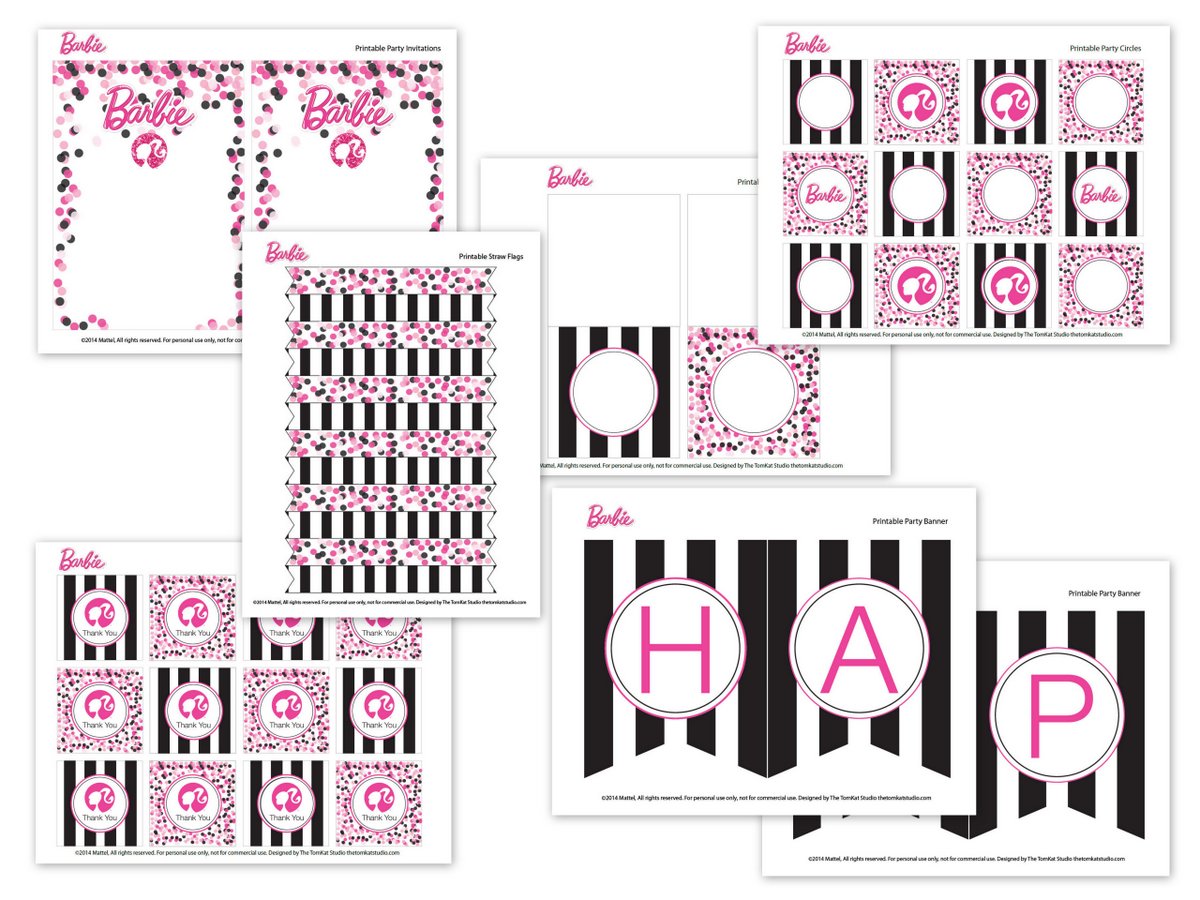 barbie happy birthday banner printable