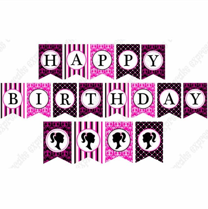barbie happy birthday banner printable