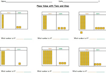 Place Value Worksheets-Using Tens and Ones Base Ten Blocks to ...