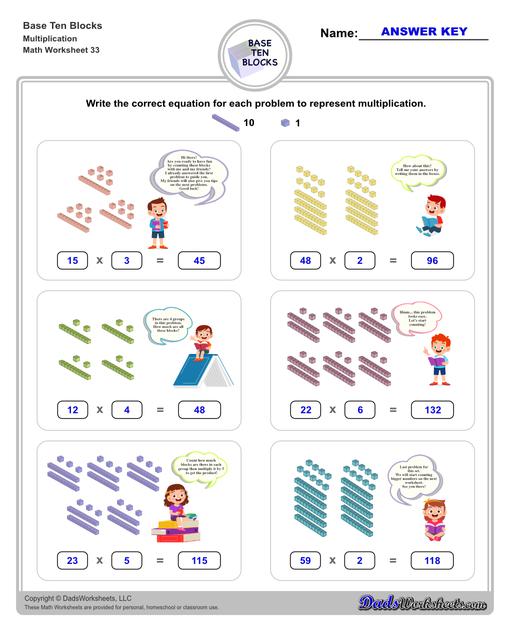 Base Ten Blocks - Math Worksheets