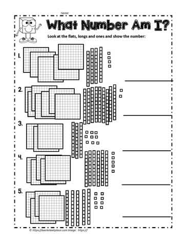 Base Ten Block Numbers Worksheets