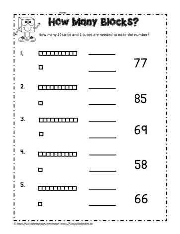 Base Ten Block Worksheet Worksheets