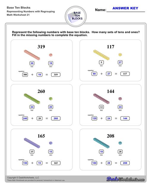 Base Ten Blocks - Math Worksheets