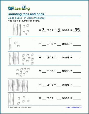 Ten frames &  base 10 blocks | Worsheets library