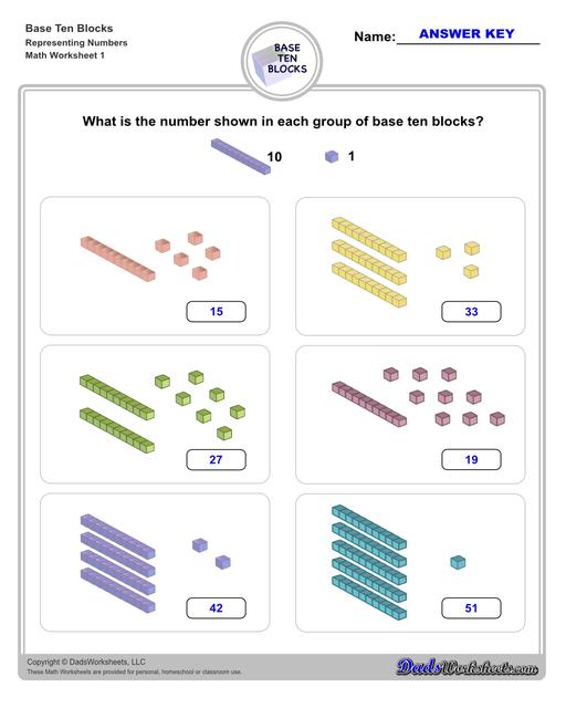 Base Ten Blocks - Math Worksheets