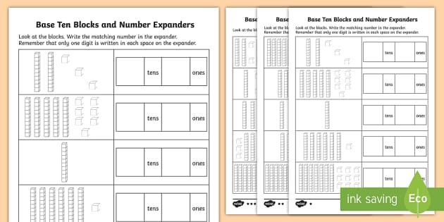 Base Ten Blocks and Number Expanders Differentiated Worksheets