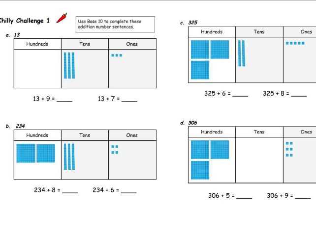 Base 10 addition requiring exchange  