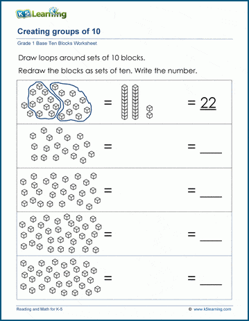 Regrouping with base 10 blocks worksheets | Worsheets library