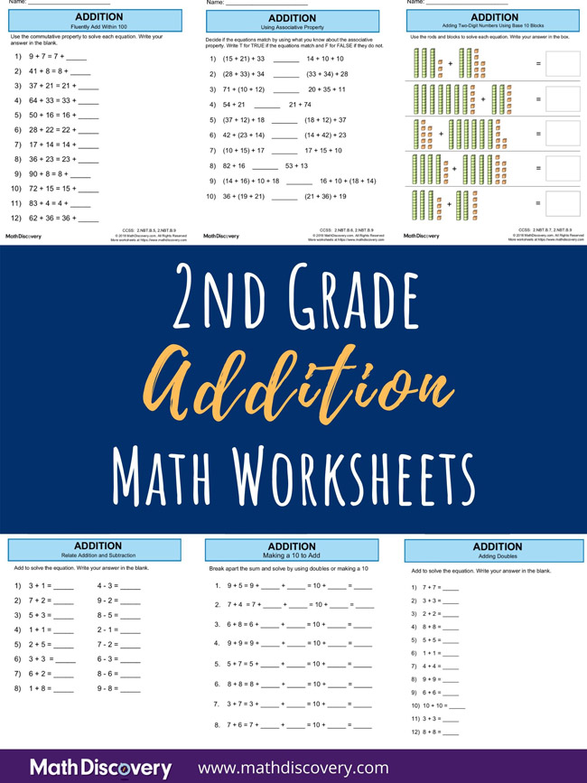 2nd Grade Addition - Math Worksheet from Math Discovery