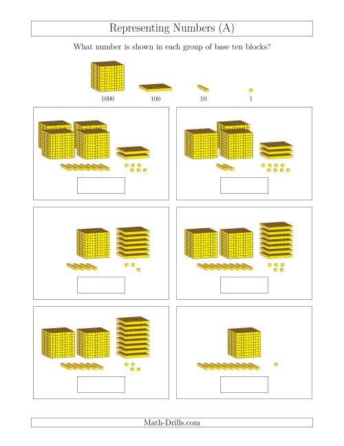 Representing Numbers to 4999 with Base Ten Blocks (A)