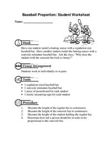 baseball and middle school worksheet and math