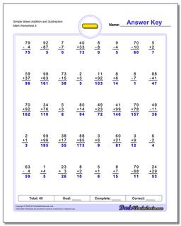 Subtraction Worksheets: Mixed Addition and Subtraction