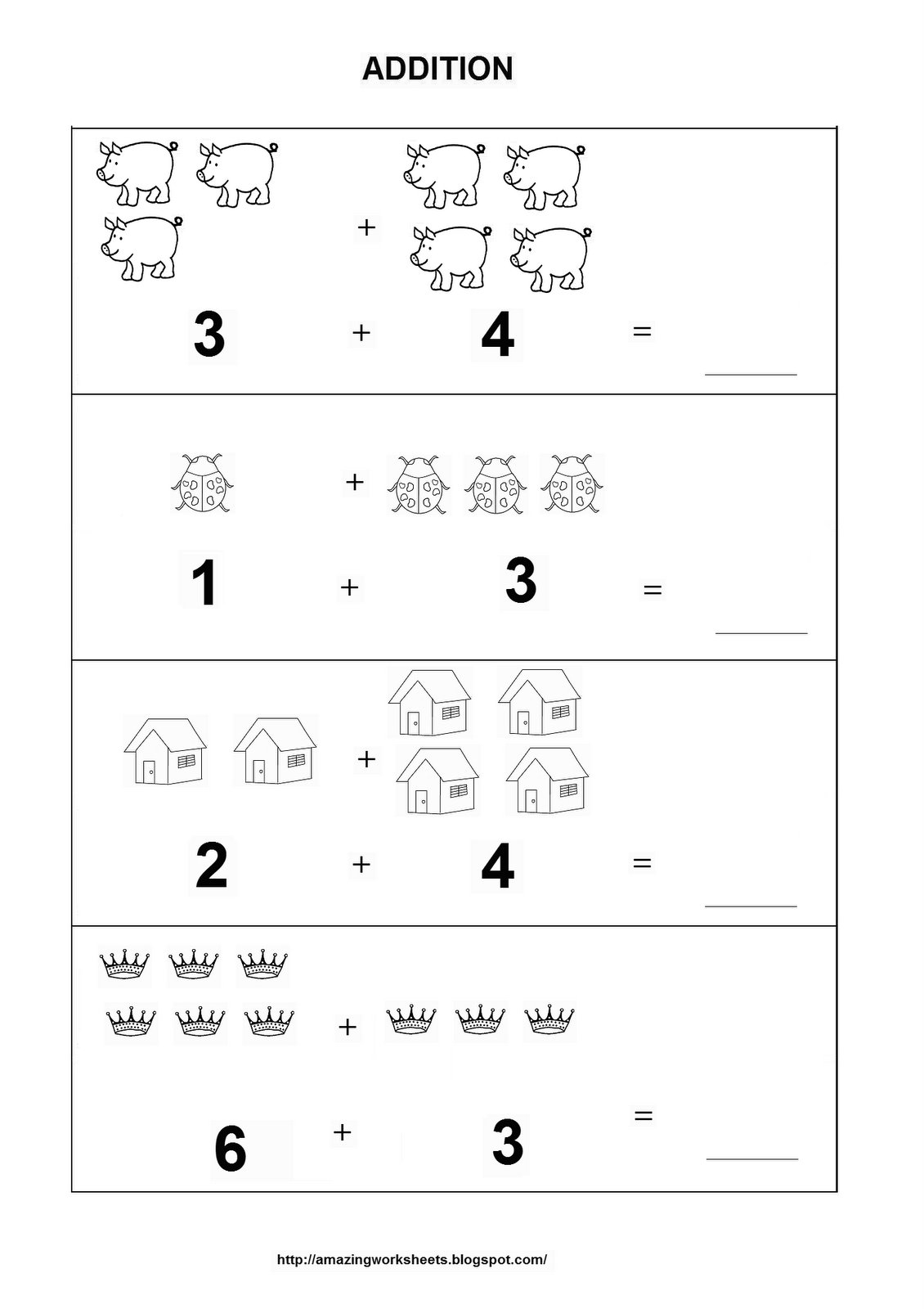 Kindergarten Math Addition Practice Worksheet | MySchoolsMath.com
