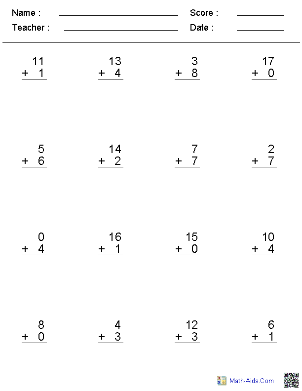 Addition Worksheets | Dynamically Created Addition Worksheets