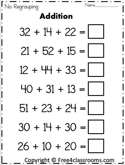 Free Addition Worksheets - 2 Digit - No Regrouping - Free ...