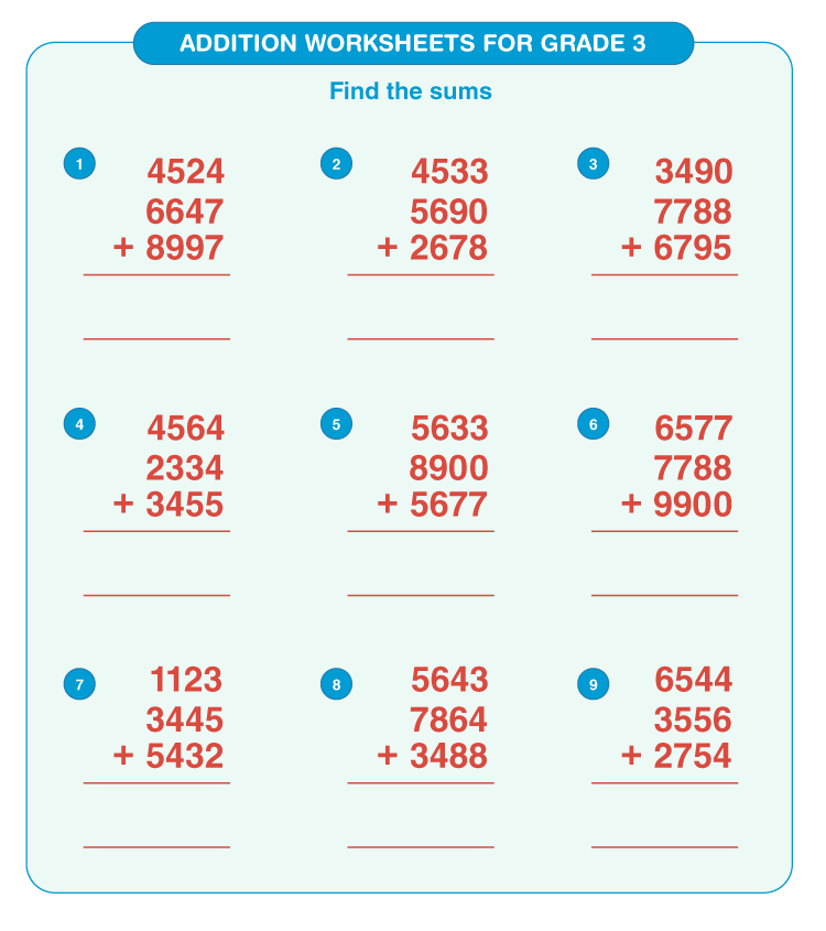 Addition Worksheets For Grade 3 | Download Free Printables For Kids