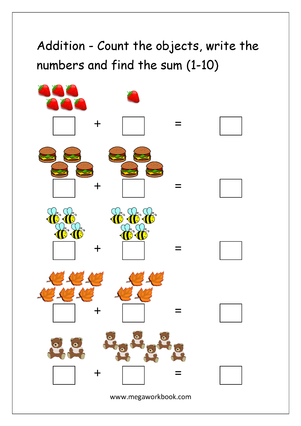 Addition Worksheets For Kindergarten - Math Addition Worksheets ...