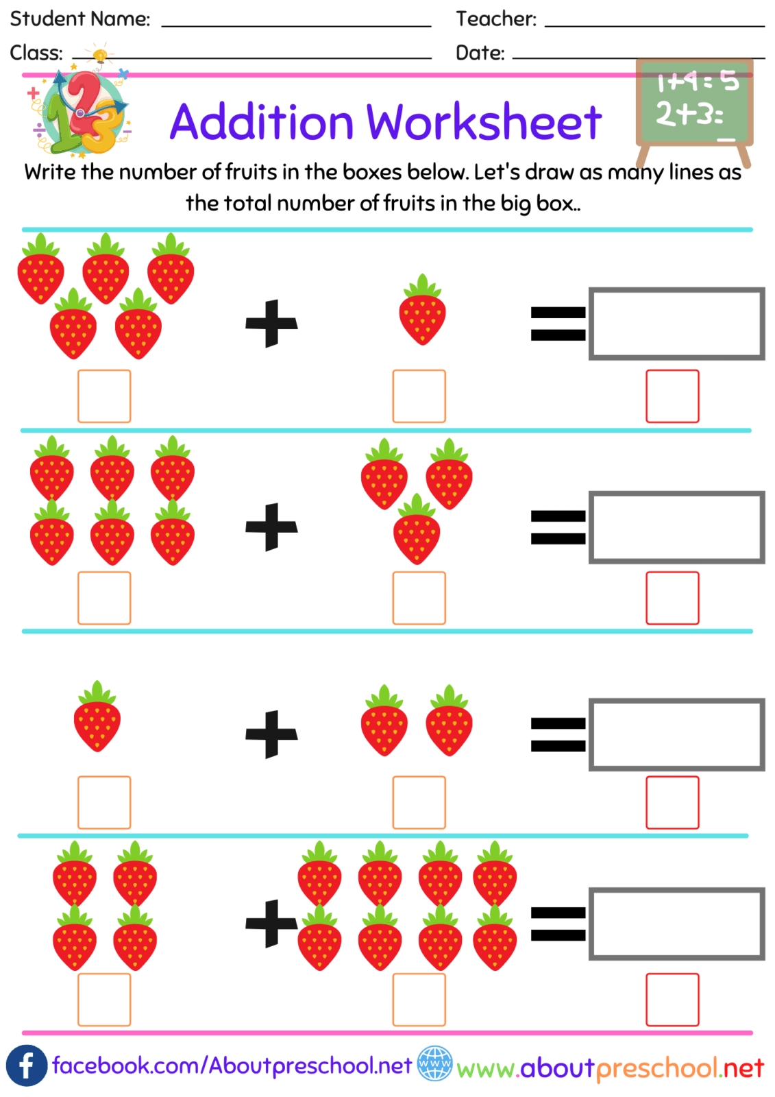 preschool math addition worksheets Archives - About Preschool