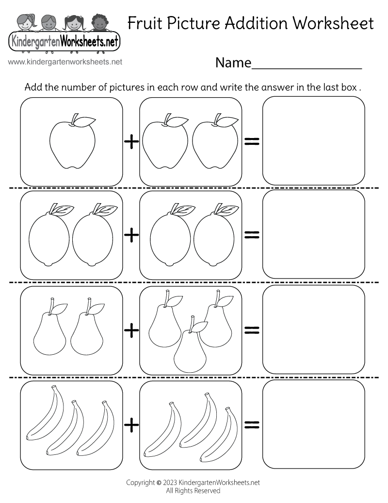 Fruit Picture Addition Worksheet - Free Printable, Digital, &  PDF