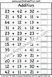 Addition - No Regrouping / FREE Printable Worksheets - Worksheetfun