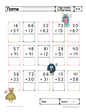 Two Digit Addition (No Regrouping) #10  