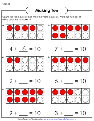 Basic Addition Worksheets (Sums Up to 10)