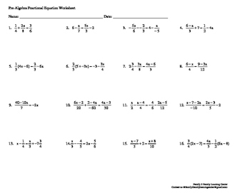 basic algebra equations worksheet