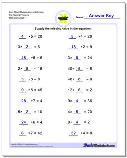 basic algebra worksheet with answer key