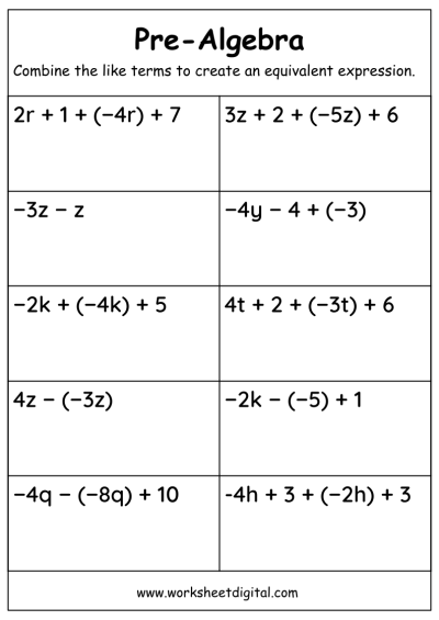 Algebra - Worksheet Digital