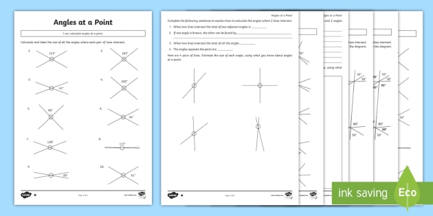 Year 5 Angles Around a Point Differentiated Worksheets