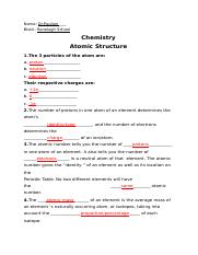 AS Unit1 Particle 01 Atomic Structure Answers - Name: Dr.Poulton ...