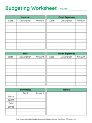 Free Printable Budgeting Worksheets in PDF, PNG, and JPG Formats ...