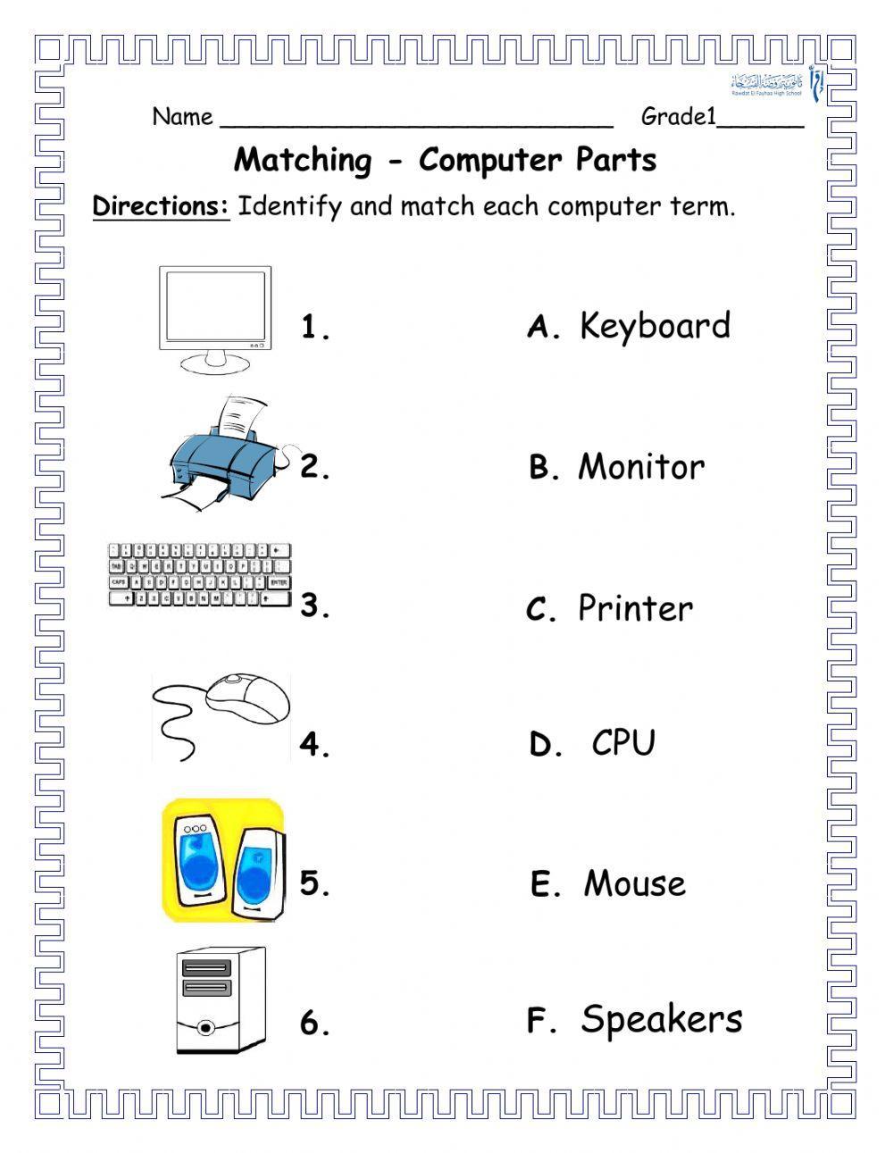 Grade1- Activity1- parts of a computer worksheet | Live Worksheets ...