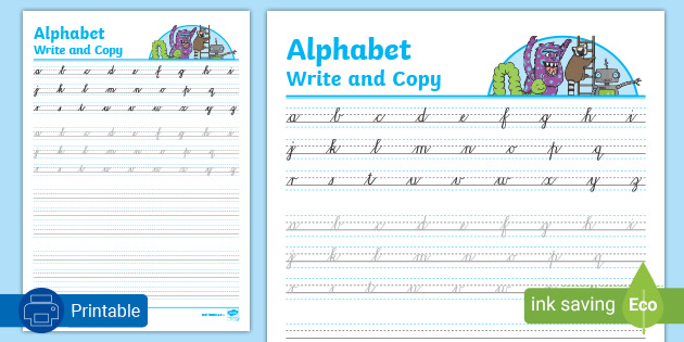 Cursive Writing Practice Sheet | South Africa | Lower Case